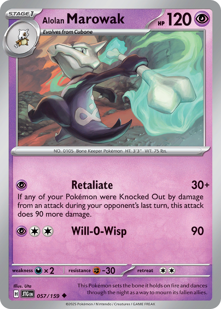 Alolan Marowak 57/159 Uncommon | Journey Together | Pokemon Card