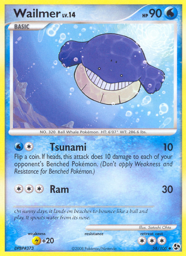 Wailmer 58/106 Uncommon | Great Encounters | Pokemon Card
