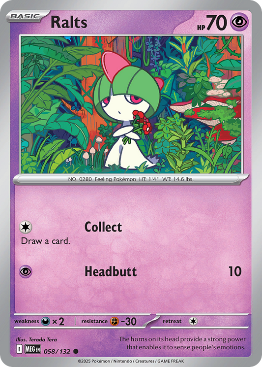 Ralts 58/132 Common | Mega Evolution | Pokemon Card