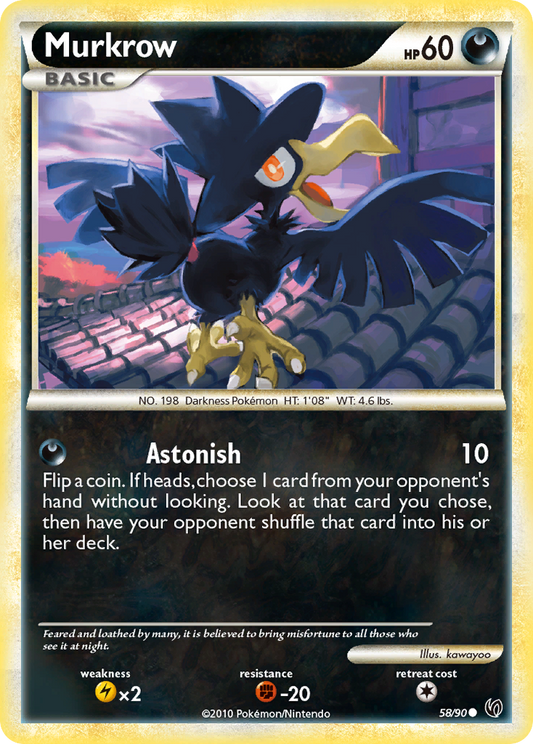 Murkrow 58/90 Common | HS—Undaunted | Pokemon Card