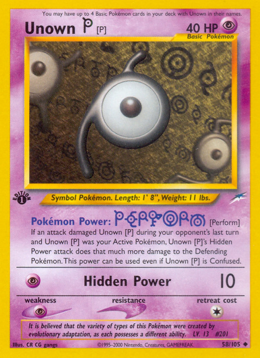Unown [P] 58/105 Uncommon | Neo Destiny | Pokemon Card