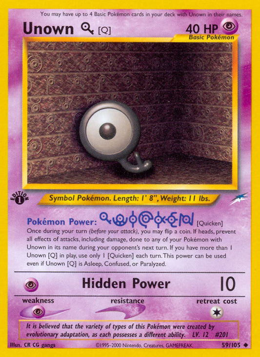 Unown [Q] 59/105 Uncommon | Neo Destiny | Pokemon Card