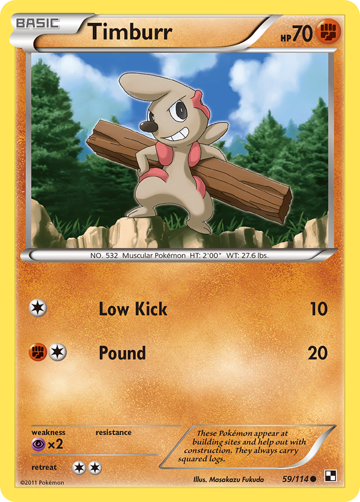 Timburr 59/114 Common | Black & White | Pokemon Card