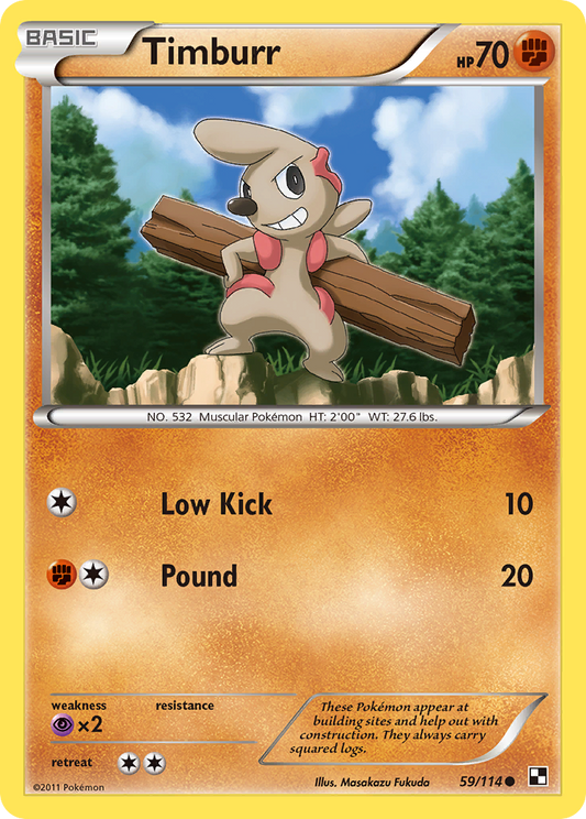 Timburr 59/114 Common | Black & White | Pokemon Card