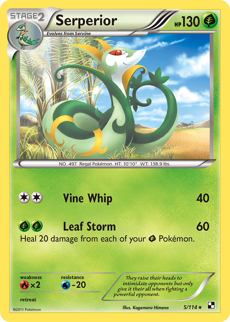 Serperior 5/114 Rare | Black & White | Pokemon Card