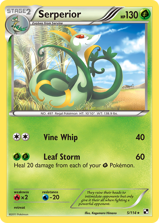 Serperior 5/114 Rare | Black & White | Pokemon Card