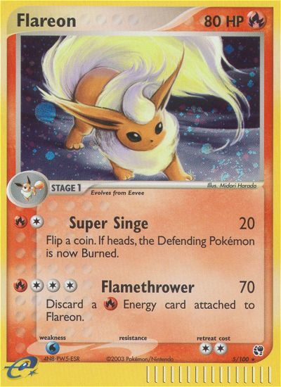 Flareon 5/100 Rare Holo | Sandstorm | Pokemon Card