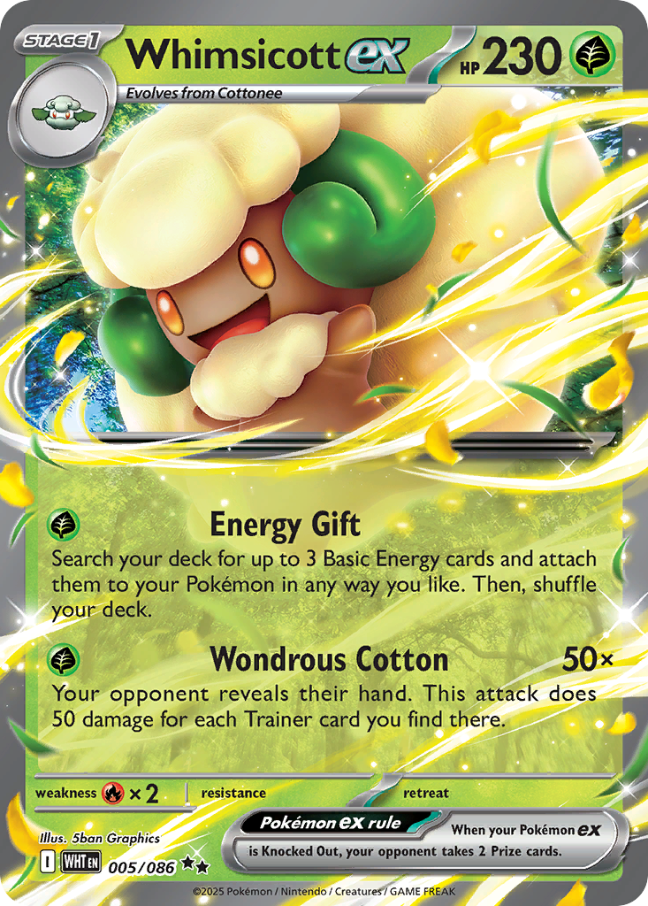 Whimsicott ex 5/86 Double Rare | White Flare | Pokemon Card