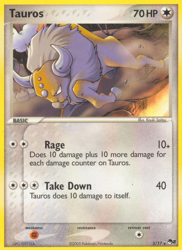 Tauros 5/17 Rare | POP Series 2 | Pokemon Card