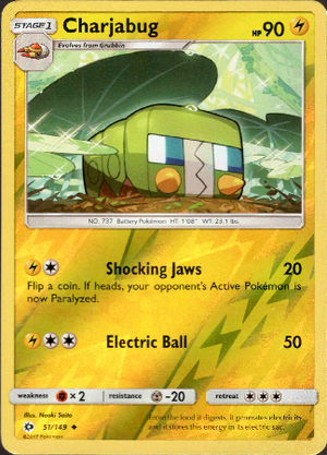 Charjabug 51/149 Reverse Holo | Sun & Moon | Pokemon Card