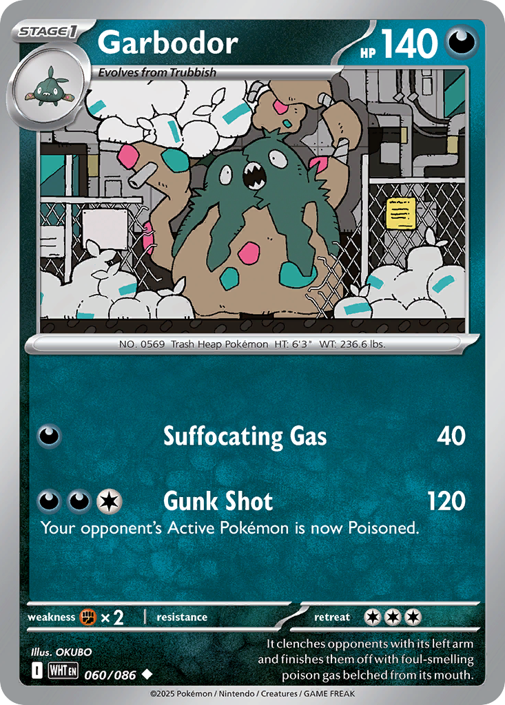 Garbodor 60/86 Uncommon | White Flare | Pokemon Card