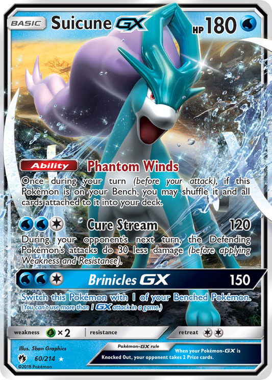 Suicune-GX 60/214 Rare Holo GX | Lost Thunder | Pokemon Card