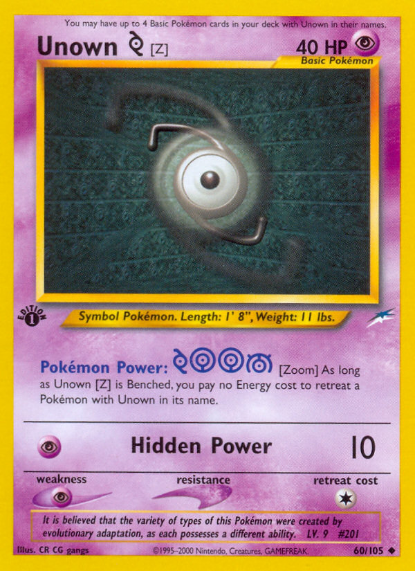 Unown [Z] 60/105 Uncommon | Neo Destiny | Pokemon Card