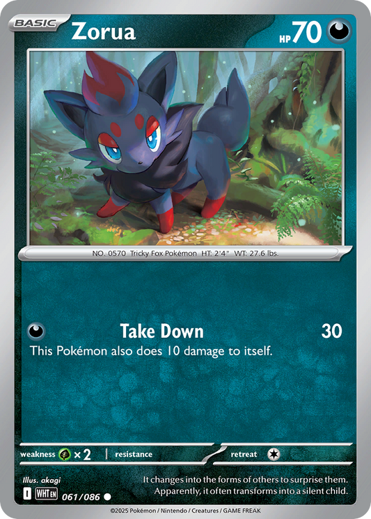 Zorua 61/86 Common | White Flare | Pokemon Card