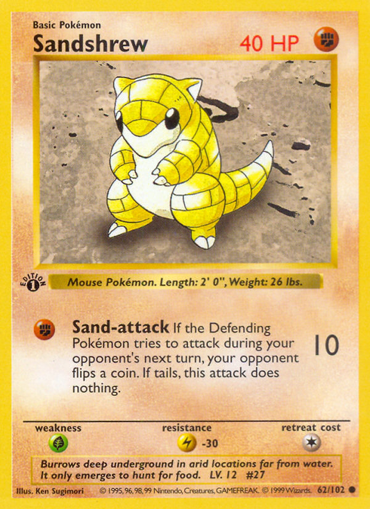 Sandshrew 62/102 Common | Base | Pokemon Card