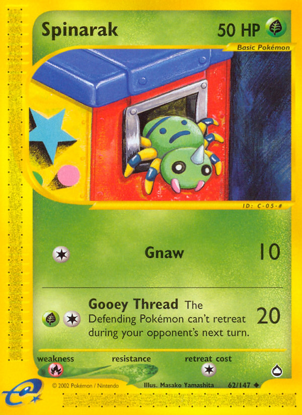 Spinarak 62/147 Uncommon | Aquapolis | Pokemon Card