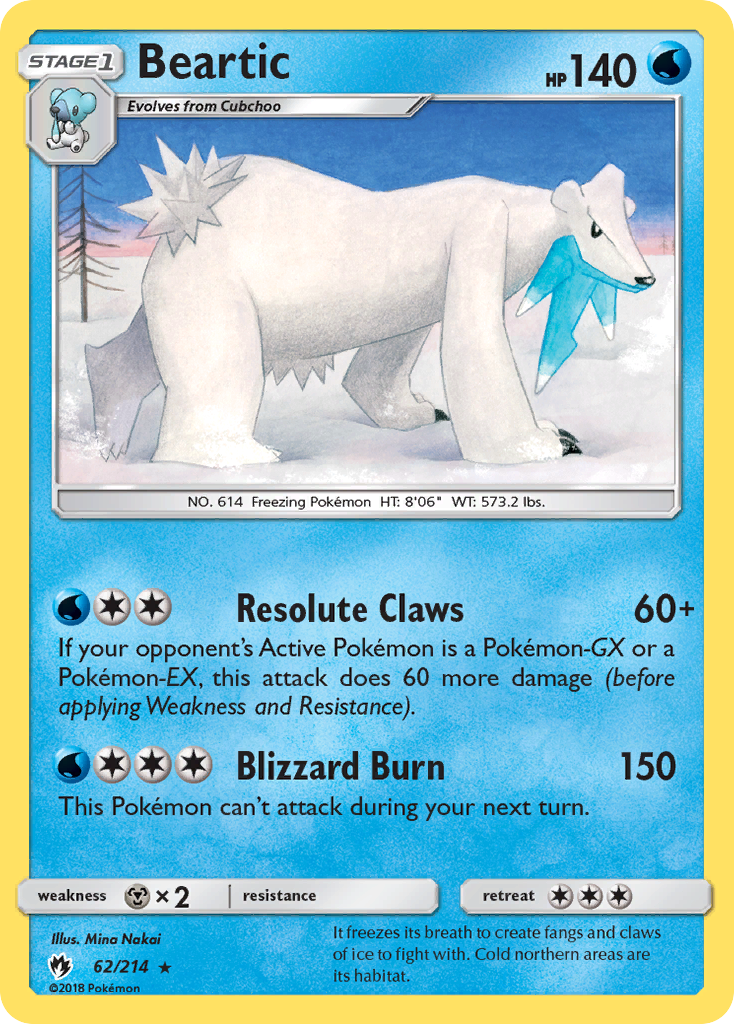 Beartic 62/214 Rare | Lost Thunder | Pokemon Card