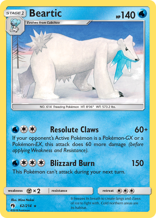 Beartic 62/214 Rare | Lost Thunder | Pokemon Card