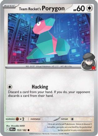 Team Rocket's Porygon 153/182 Reverse Holo | Destined Rivals | Pokemon Card