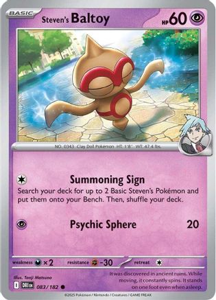 Steven's Baltoy 83/182 Reverse Holo | Destined Rivals | Pokemon Card