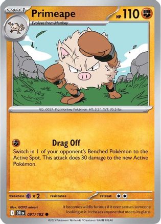 Primeape 91/182 Reverse Holo | Destined Rivals | Pokemon Card