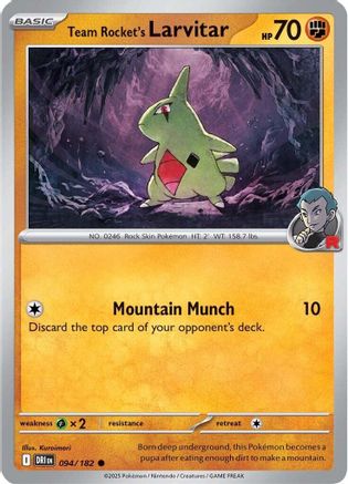 Team Rocket's Larvitar 94/182 Reverse Holo | Destined Rivals | Pokemon Card