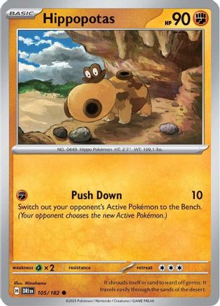 Hippopotas 105/182 Reverse Holo | Destined Rivals | Pokemon Card