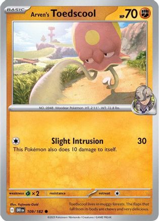Arven's Toedscool 109/182 Reverse Holo | Destined Rivals | Pokemon Card