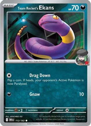 Team Rocket's Ekans 112/182 Reverse Holo | Destined Rivals | Pokemon Card