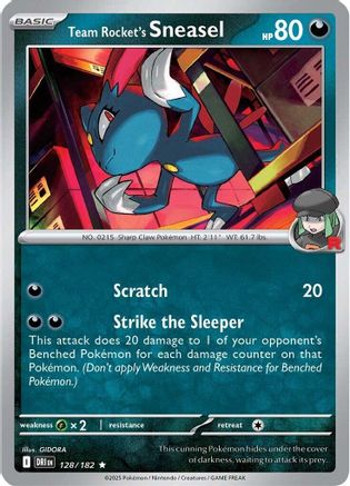 Team Rocket's Sneasel 128/182 Reverse Holo | Destined Rivals | Pokemon Card