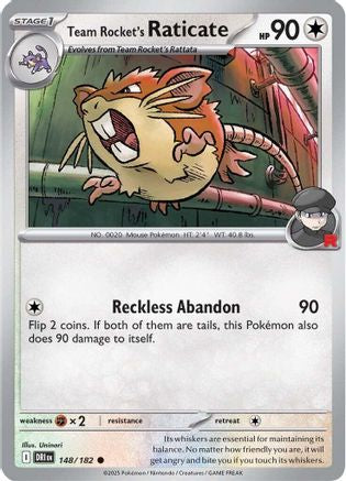Team Rocket's Raticate 148/182 Reverse Holo | Destined Rivals | Pokemon Card