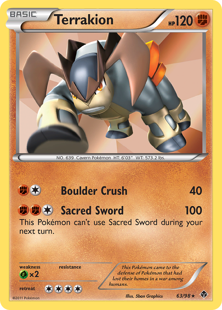 Terrakion 63/98 Rare Holo | Emerging Powers | Pokemon Card