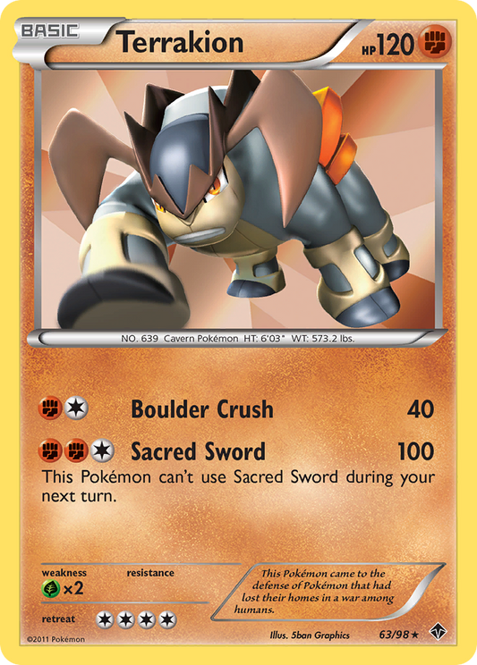 Terrakion 63/98 Rare Holo | Emerging Powers | Pokemon Card