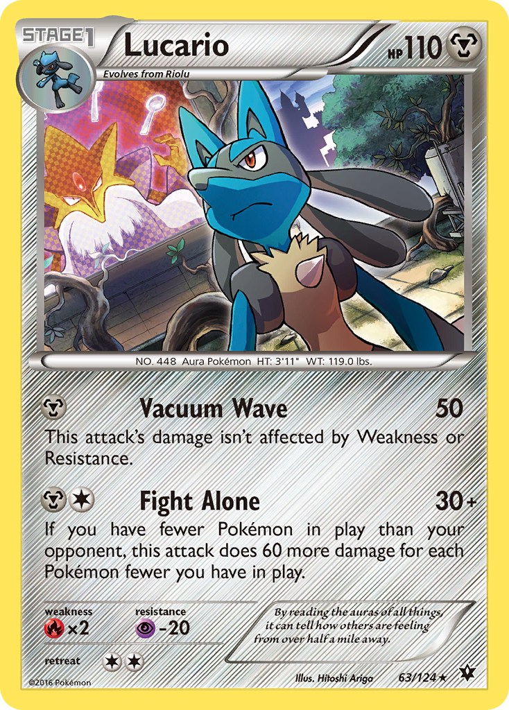 Lucario 63/124 Rare Holo | Fates Collide | Pokemon Card