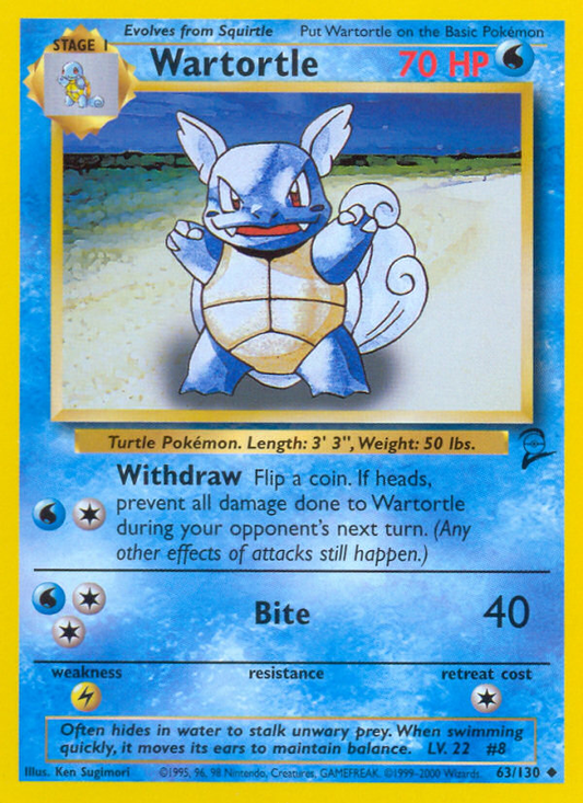 Wartortle 63/130 Uncommon | Base Set 2 | Pokemon Card