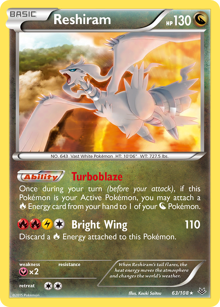 Reshiram 63/108 Rare Holo | Roaring Skies | Pokemon Card