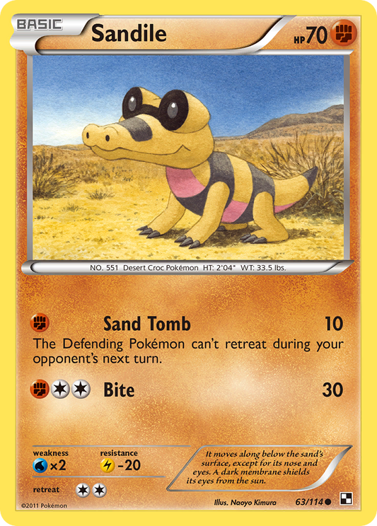 Sandile 63/114 Common | Black & White | Pokemon Card