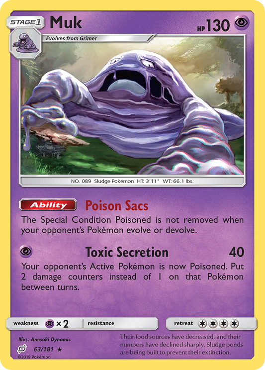 Muk 63/181 Rare | Team Up | Pokemon Card