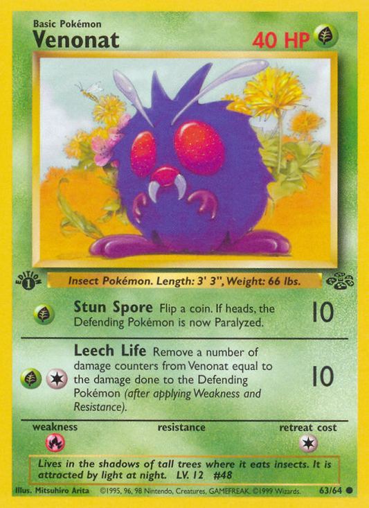 Venonat 63/64 Common | Jungle | Pokemon Card