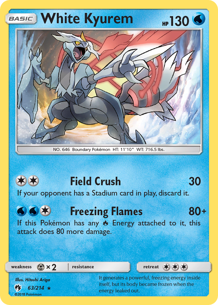 White Kyurem 63/214 Rare Holo | Lost Thunder | Pokemon Card
