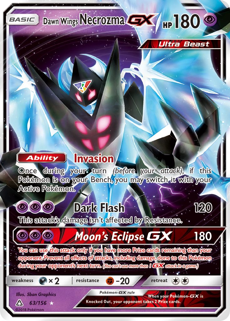 Dawn Wings Necrozma-GX 63/156 Rare Holo GX | Ultra Prism | Pokemon Card