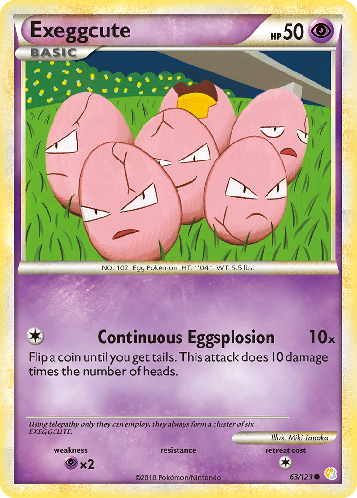 Exeggcute 63/123 Common | HeartGold & SoulSilver | Pokemon Card