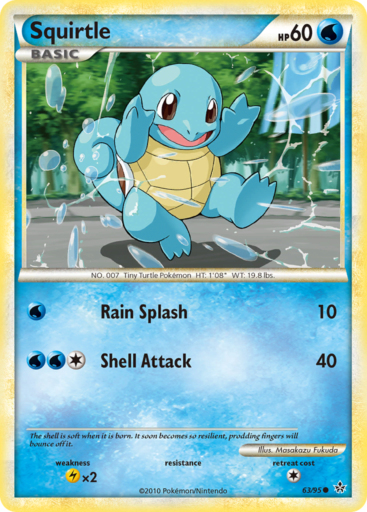Squirtle 63/95 Common | HS—Unleashed | Pokemon Card