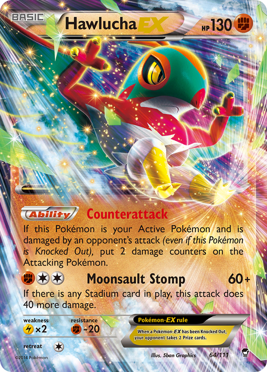 Hawlucha-EX 64/111 Rare Holo EX | Furious Fists | Pokemon Card