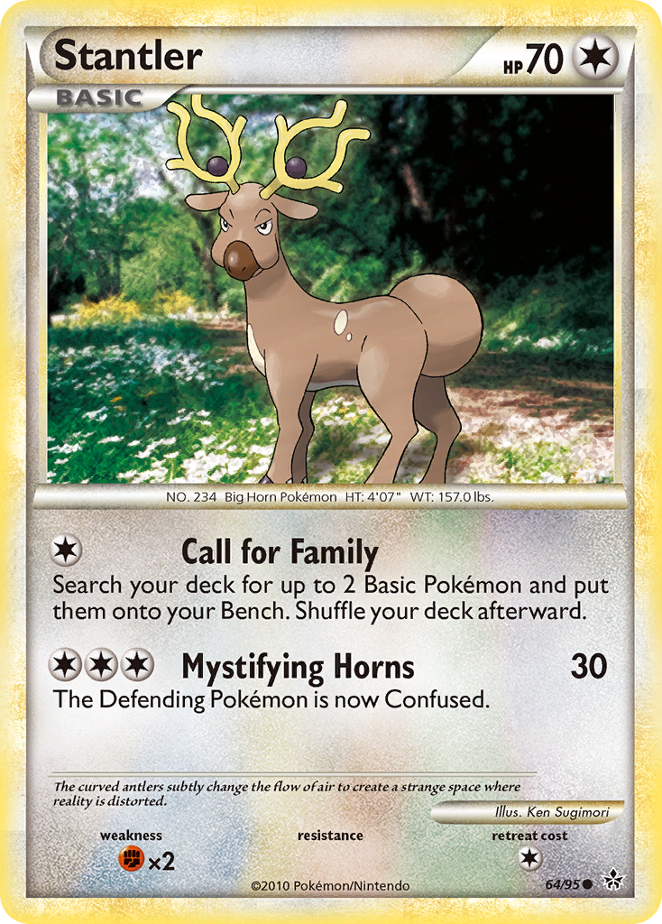 Stantler 64/95 Common | HS—Unleashed | Pokemon Card