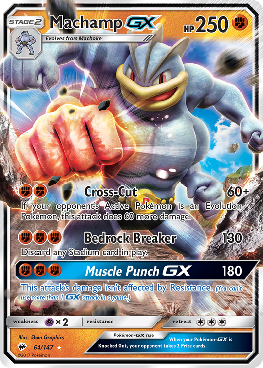 Machamp-GX 64/147 Rare Holo GX | Burning Shadows | Pokemon Card