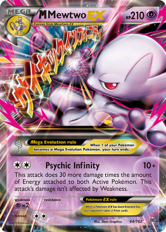 M Mewtwo-EX 64/162 Rare Holo EX | BREAKthrough | Pokemon Card