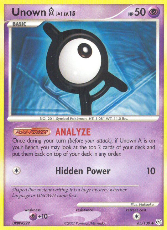 Unown [A] 65/130 Uncommon | Diamond & Pearl | Pokemon Card