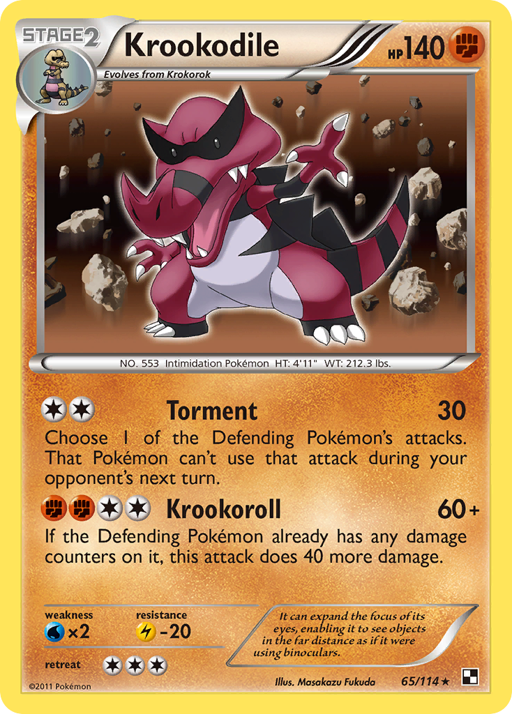 Krookodile 65/114 Rare Holo | Black & White | Pokemon Card