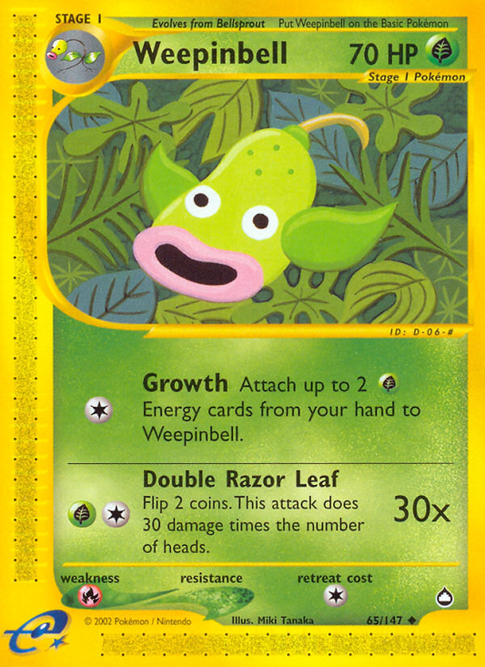 Weepinbell 65/147 Uncommon | Aquapolis | Pokemon Card